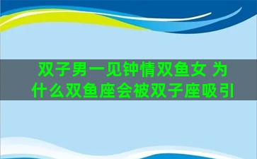 双子男一见钟情双鱼女 为什么双鱼座会被双子座吸引